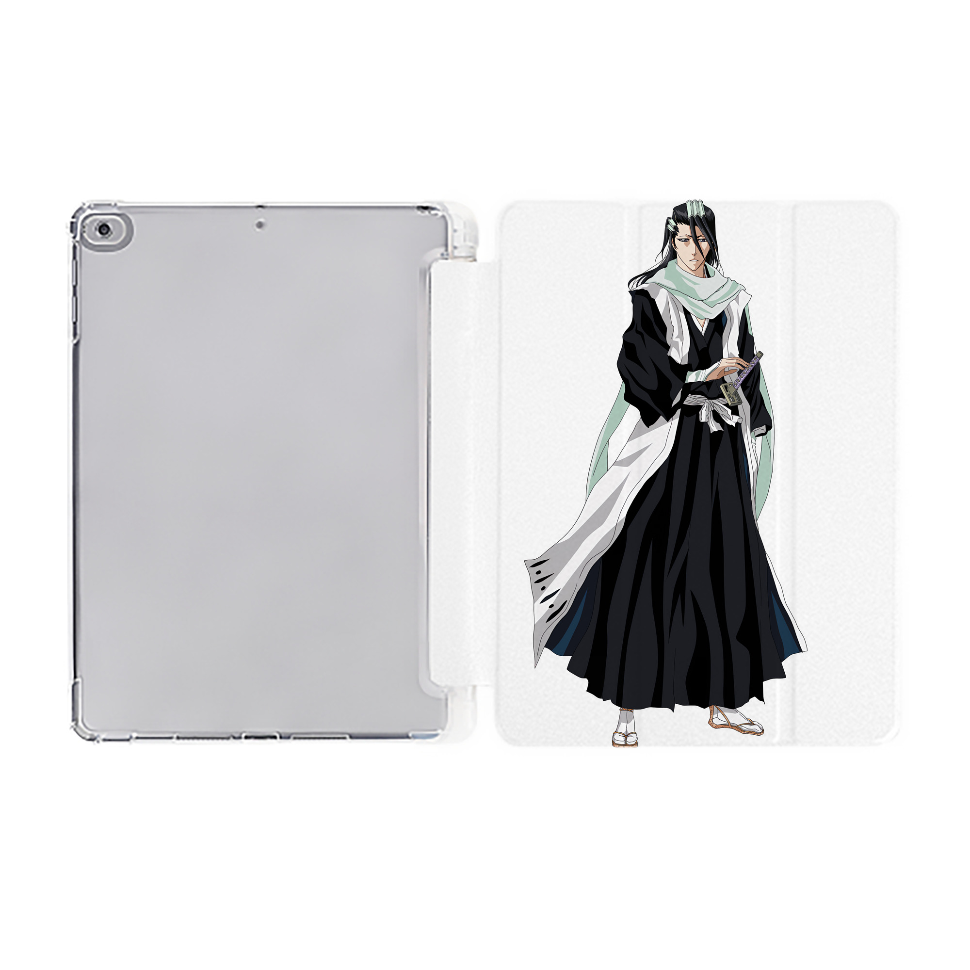 （画像用） ブリーチ くちき びゃくや BLEACH Kuchiki Byakuya IPad ケース ペン収納付き 三つ折りスタンド PUレザー×シリコン 対応機種9.5/10.5/10.9インチ
